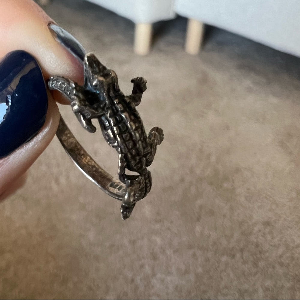 Sterling silver crocodile ring